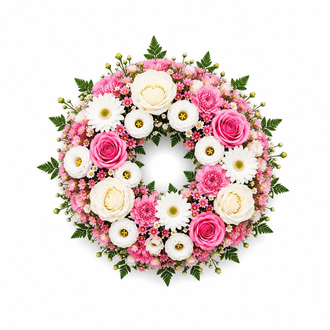 Couronne Funéraire Blanc et Rose