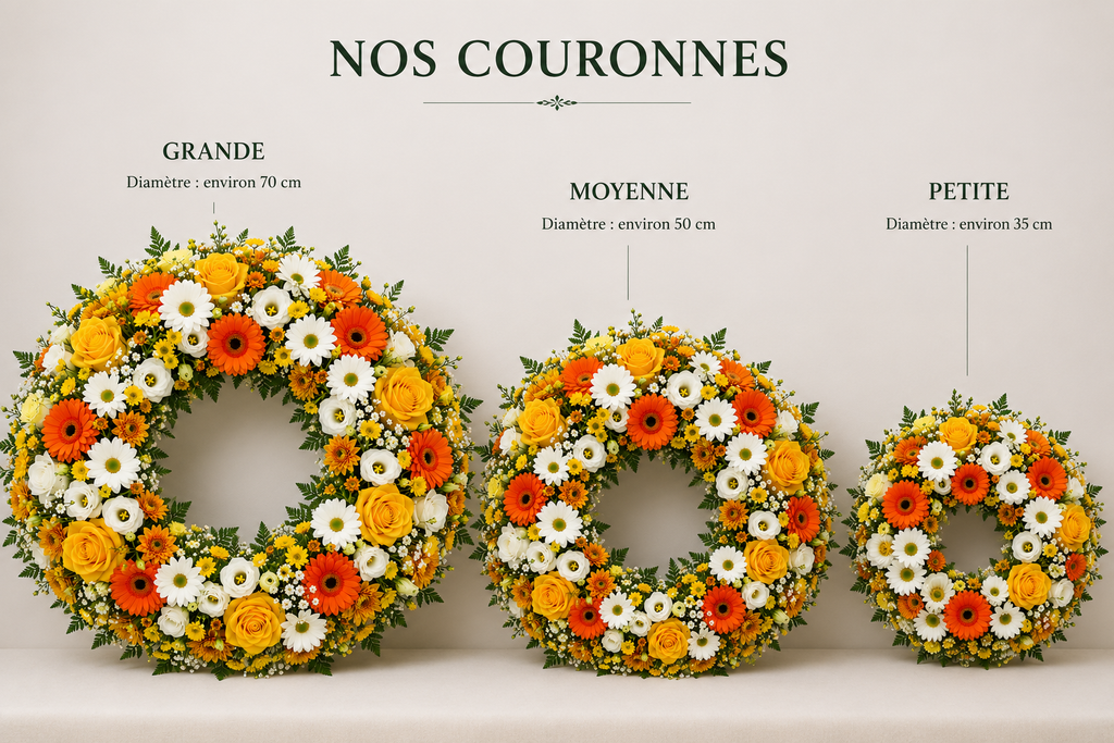 Couronne Funéraire Jaune et Orange