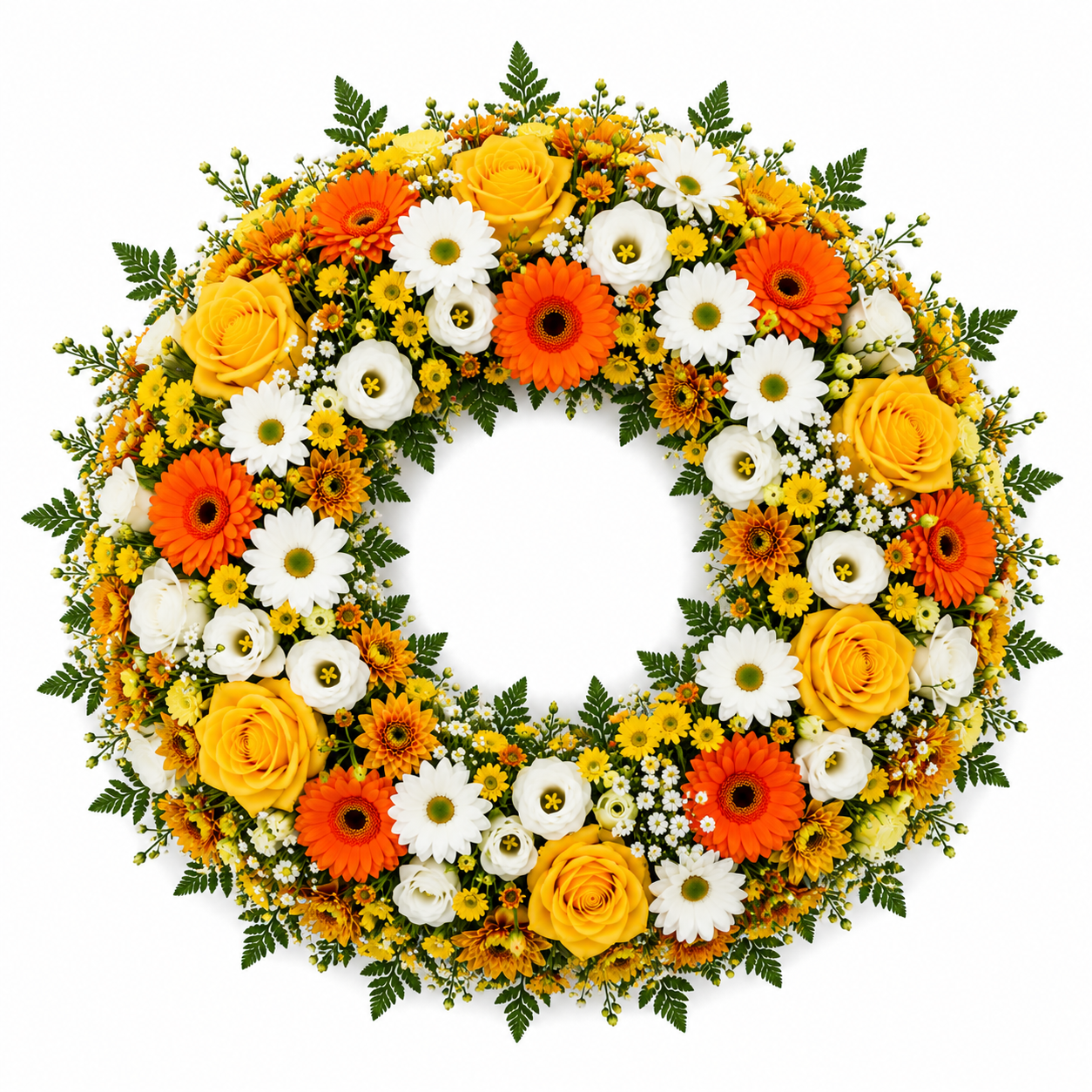 Couronne Funéraire Jaune et Orange