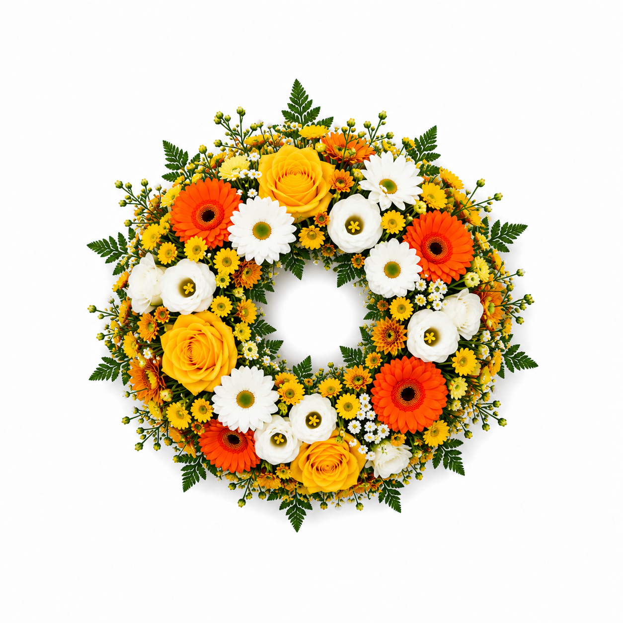 Couronne Funéraire Jaune et Orange