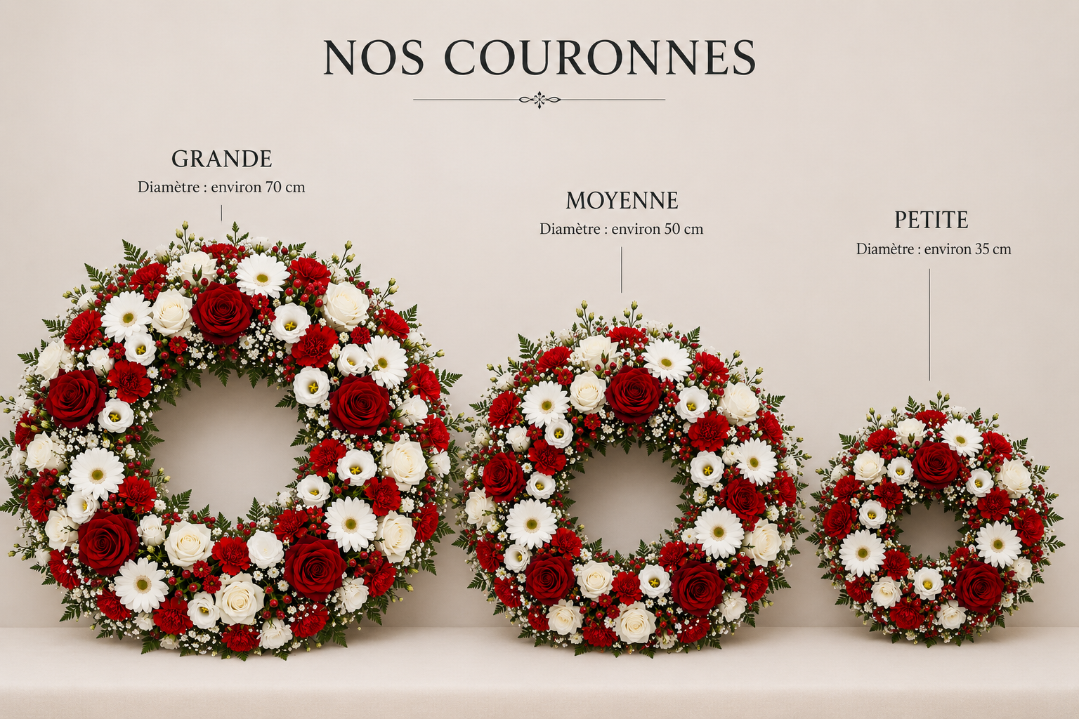 Couronne Funéraire Blanc et Rouge