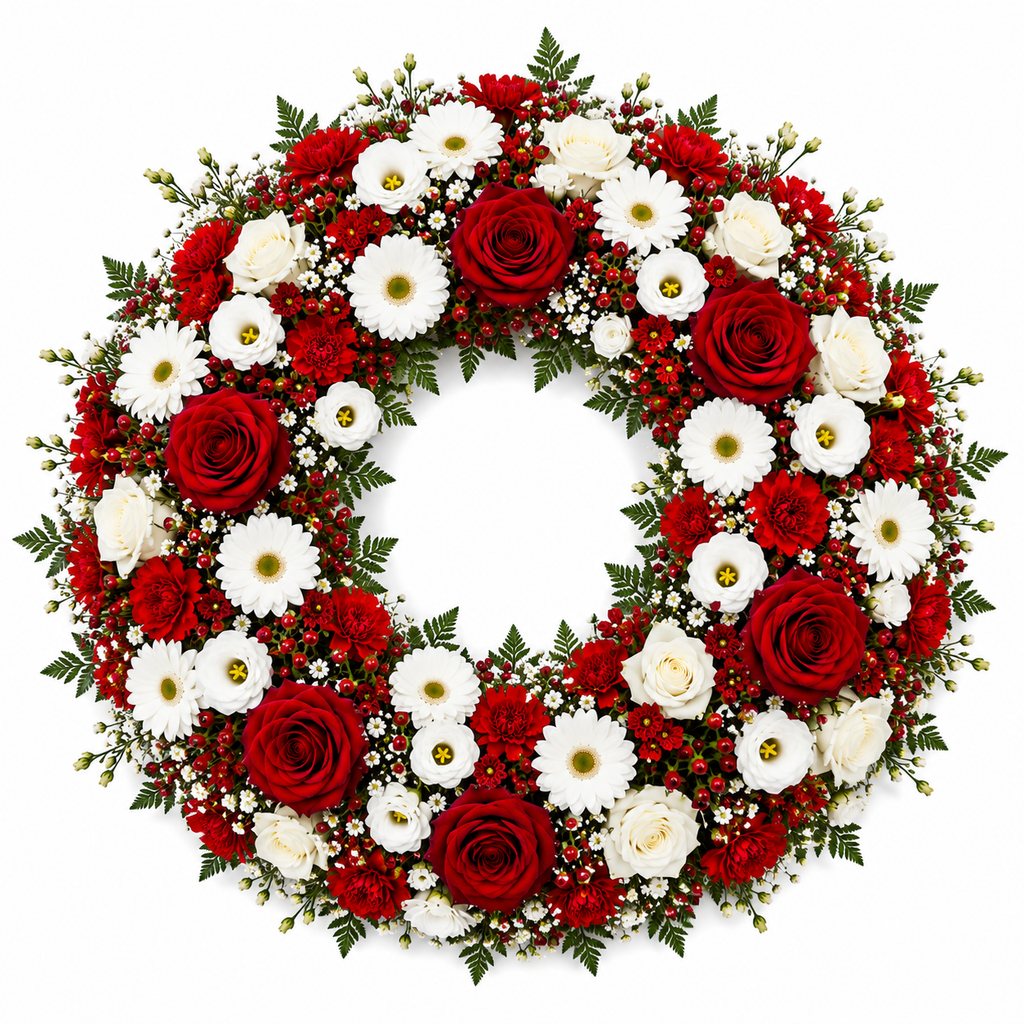 Couronne Funéraire Blanc et Rouge