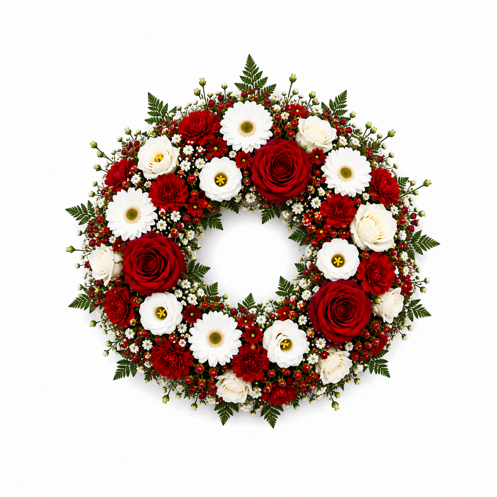 Couronne Funéraire Blanc et Rouge