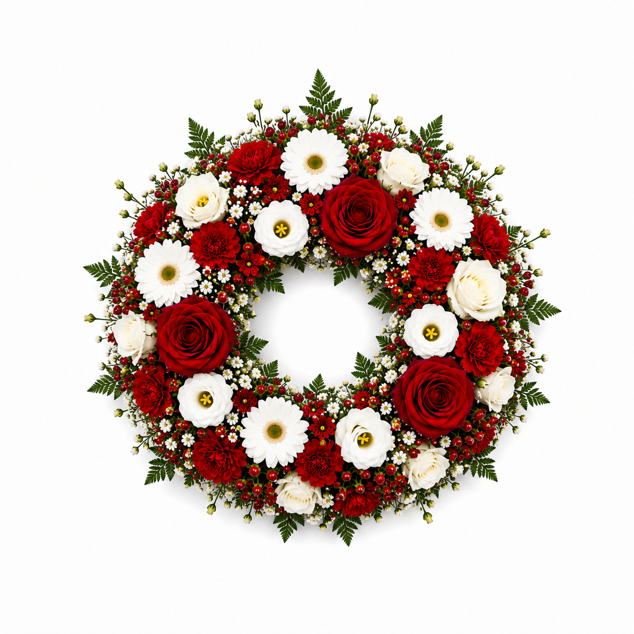 Couronne Funéraire Blanc et Rouge