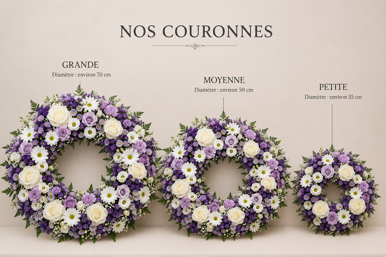 Couronne Funéraire Blanc et Violet