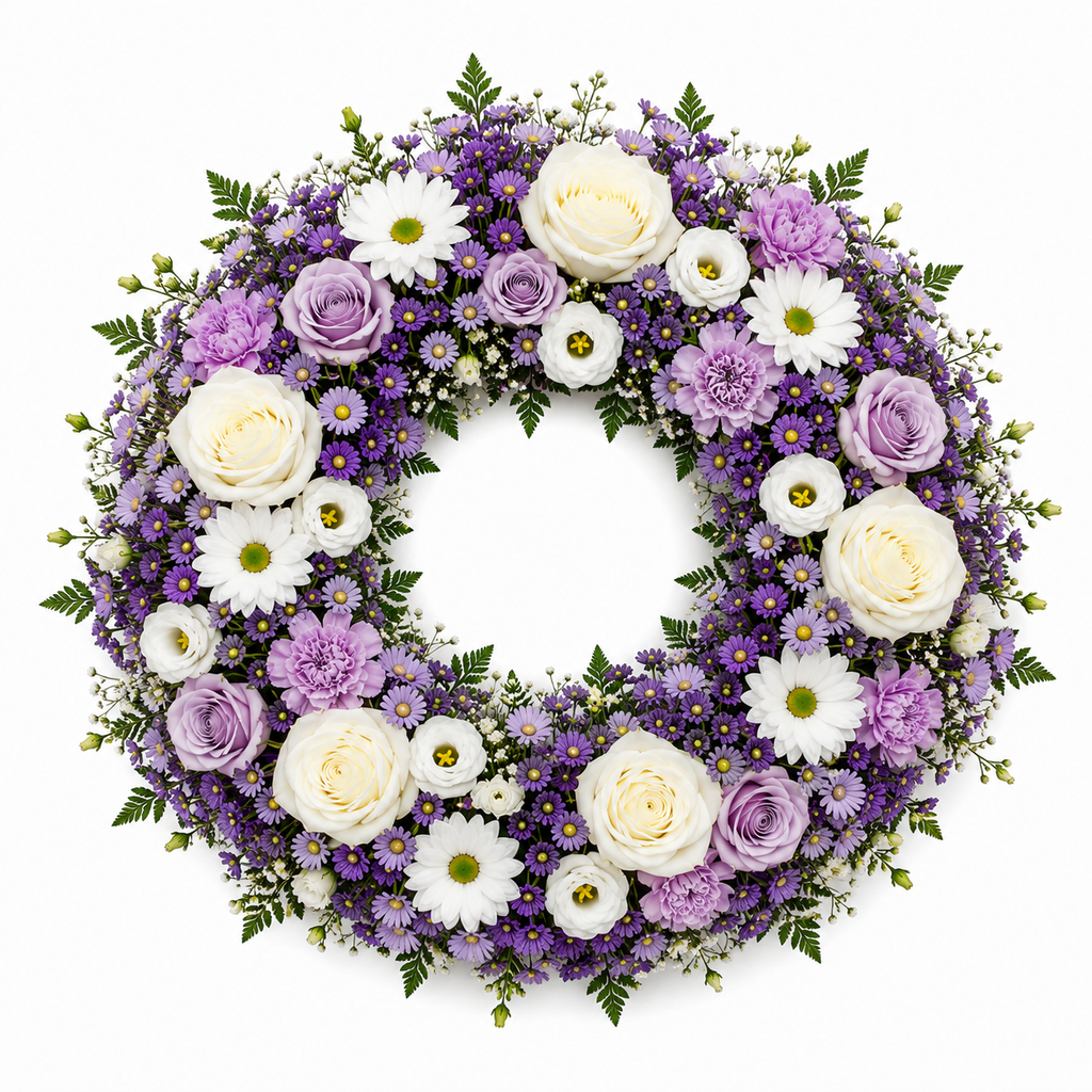 Couronne Funéraire Blanc et Violet