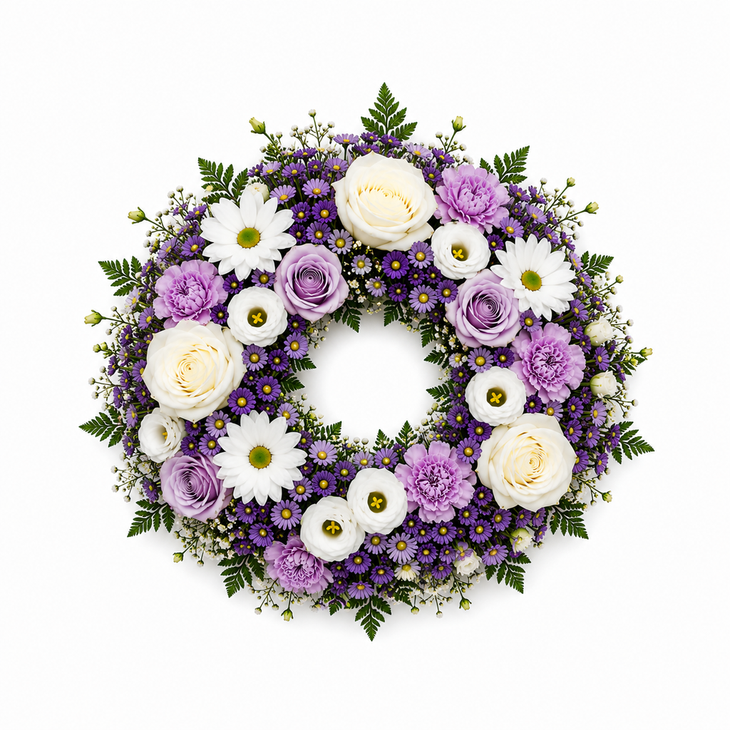 Couronne Funéraire Blanc et Violet