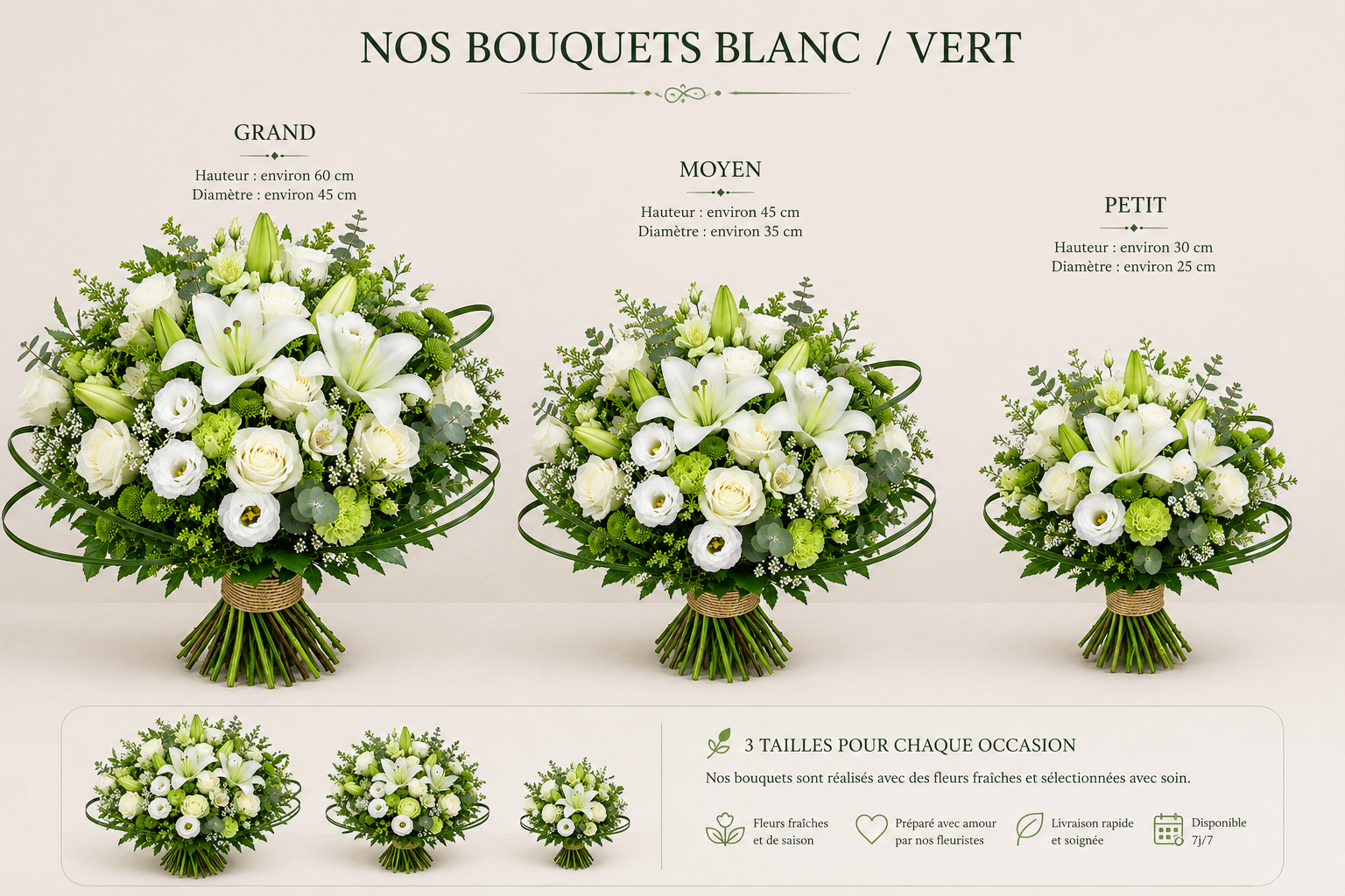 Bouquet de Deuil Blanc et Vert