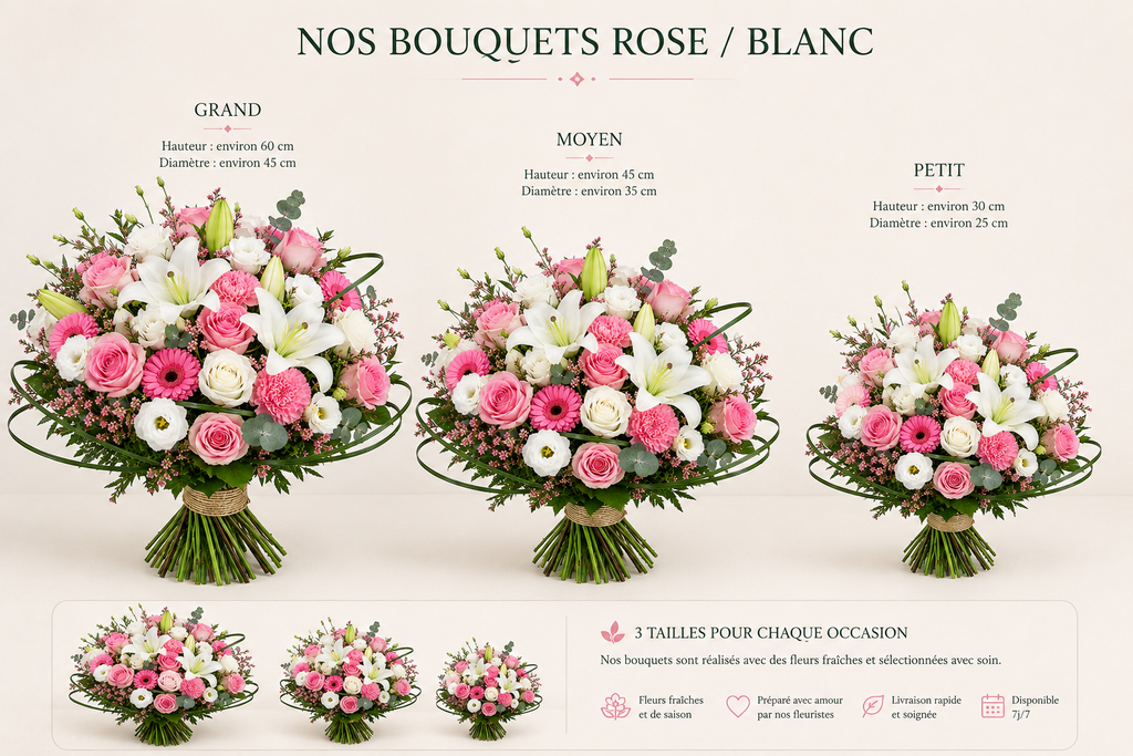 Bouquet de Deuil Blanc et Rose