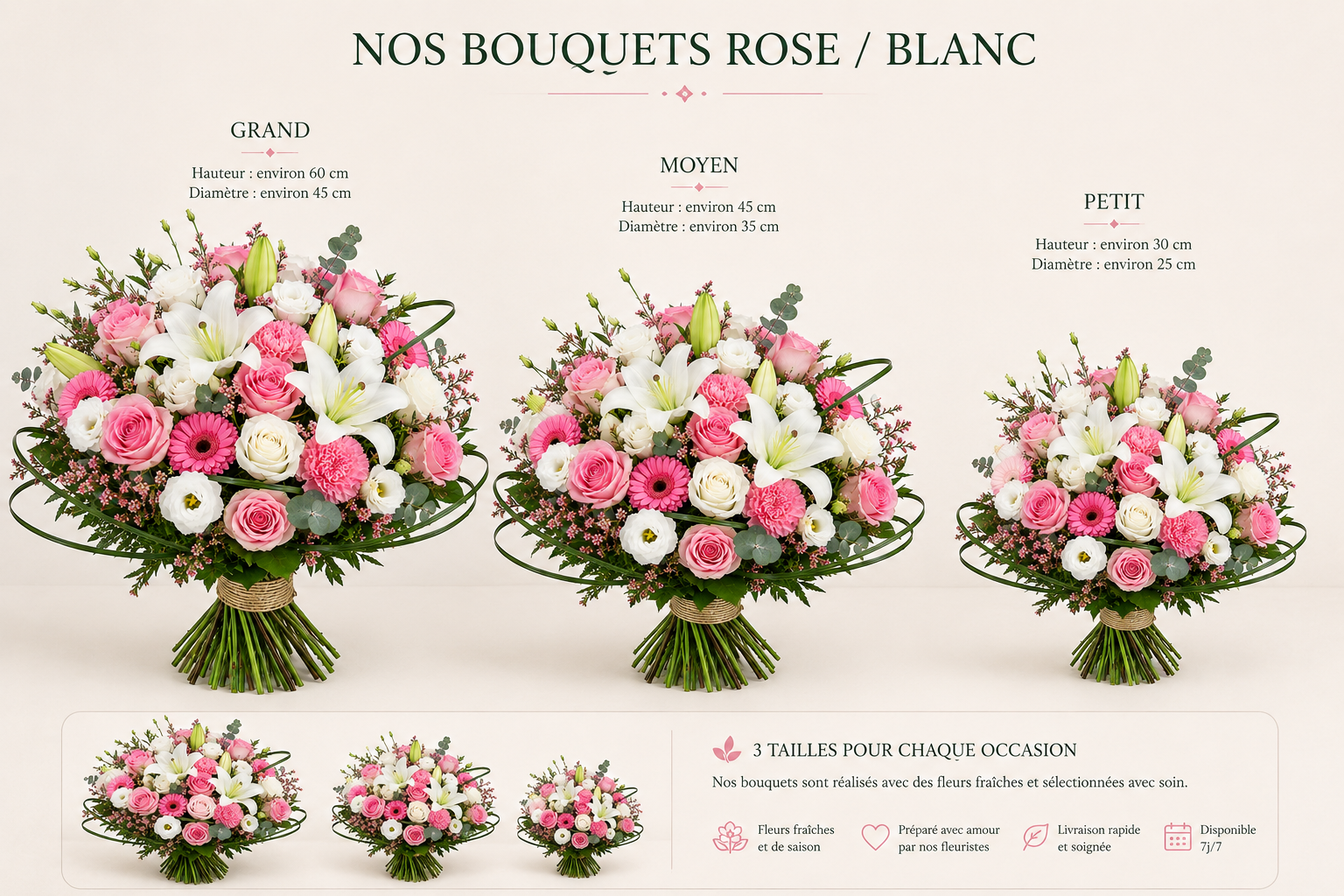 Bouquet de Deuil Blanc et Rose