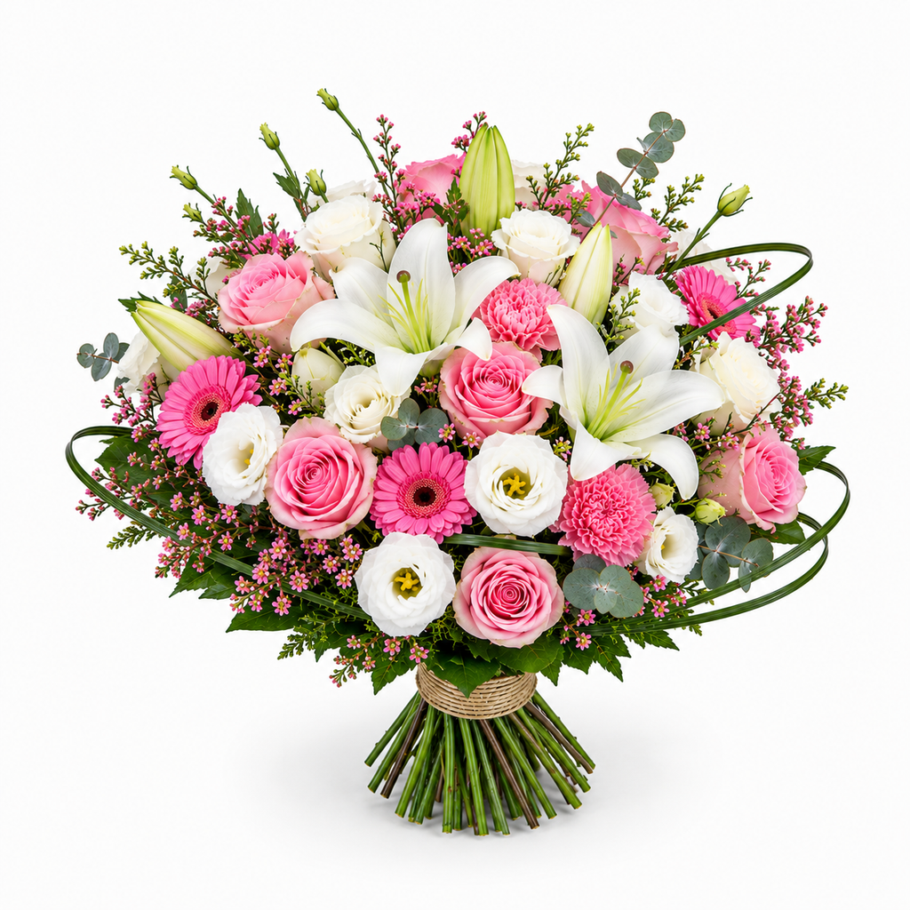 Bouquet de Deuil Blanc et Rose