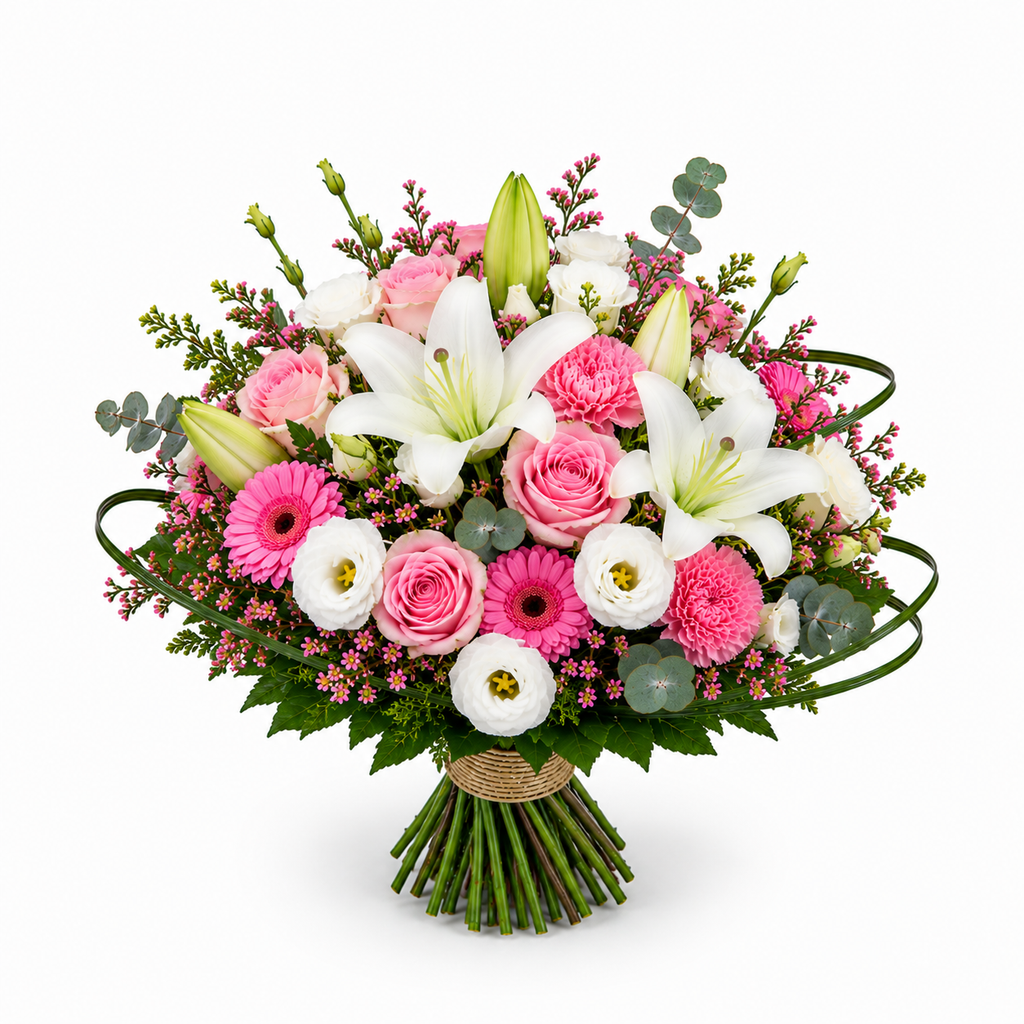 Bouquet de Deuil Blanc et Rose