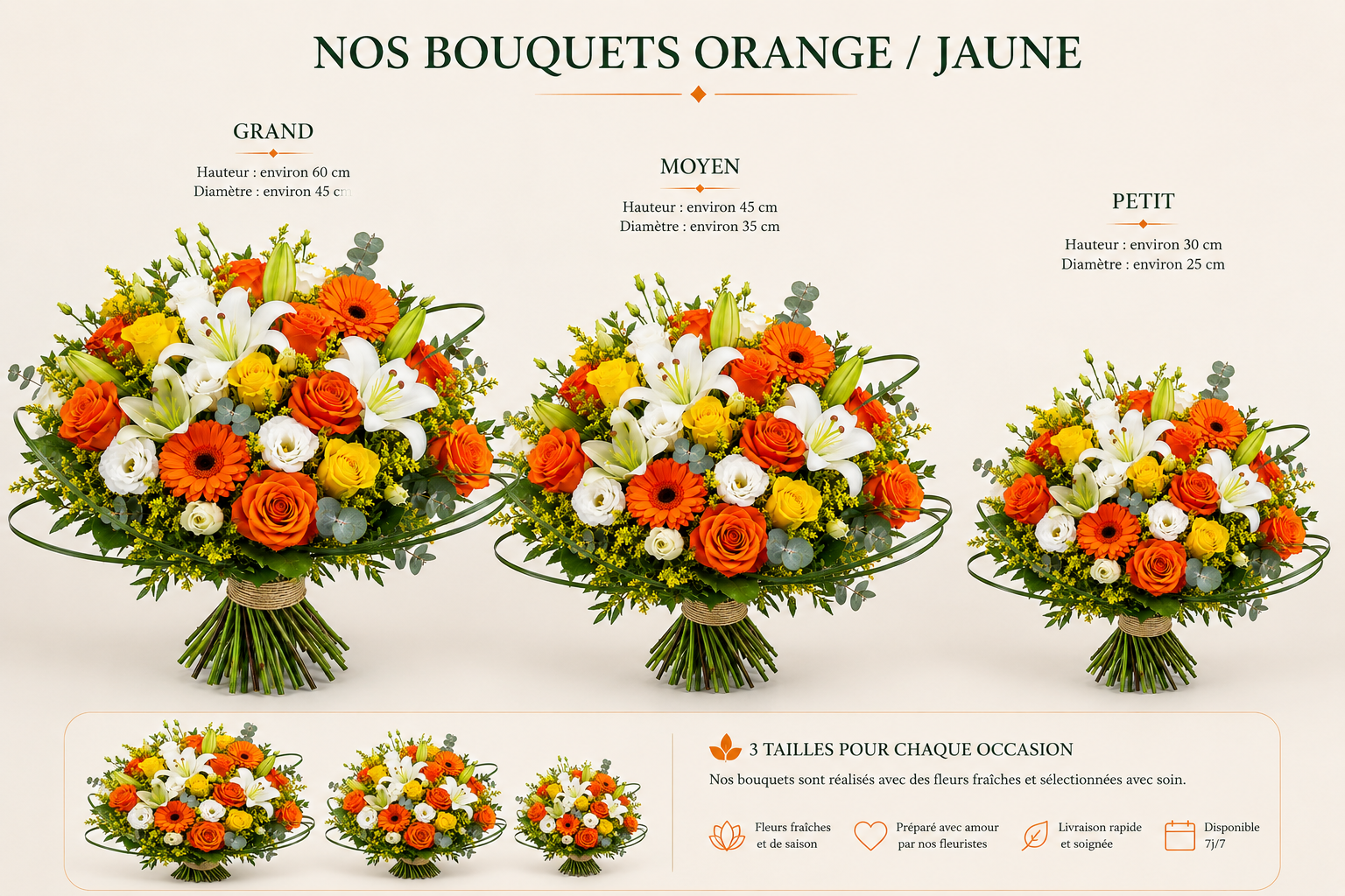 Bouquet de Deuil Jaune et Orange