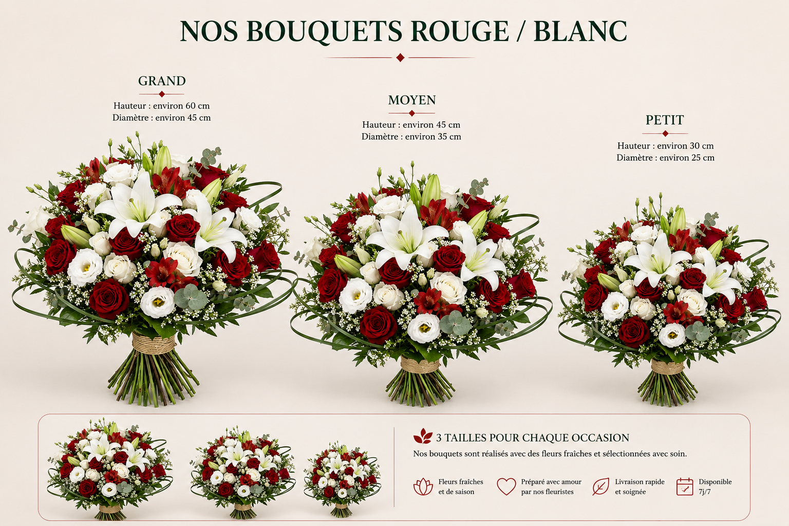 Bouquet de Deuil Blanc et Rouge