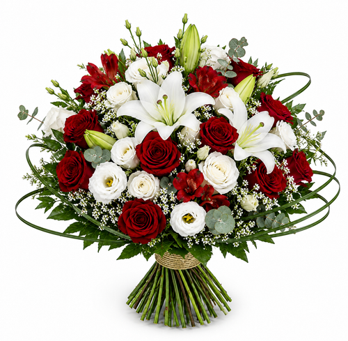 Bouquet de Deuil Blanc et Rouge