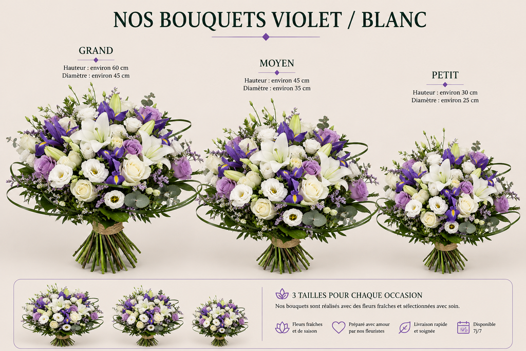 Bouquet de Deuil Blanc et Violet