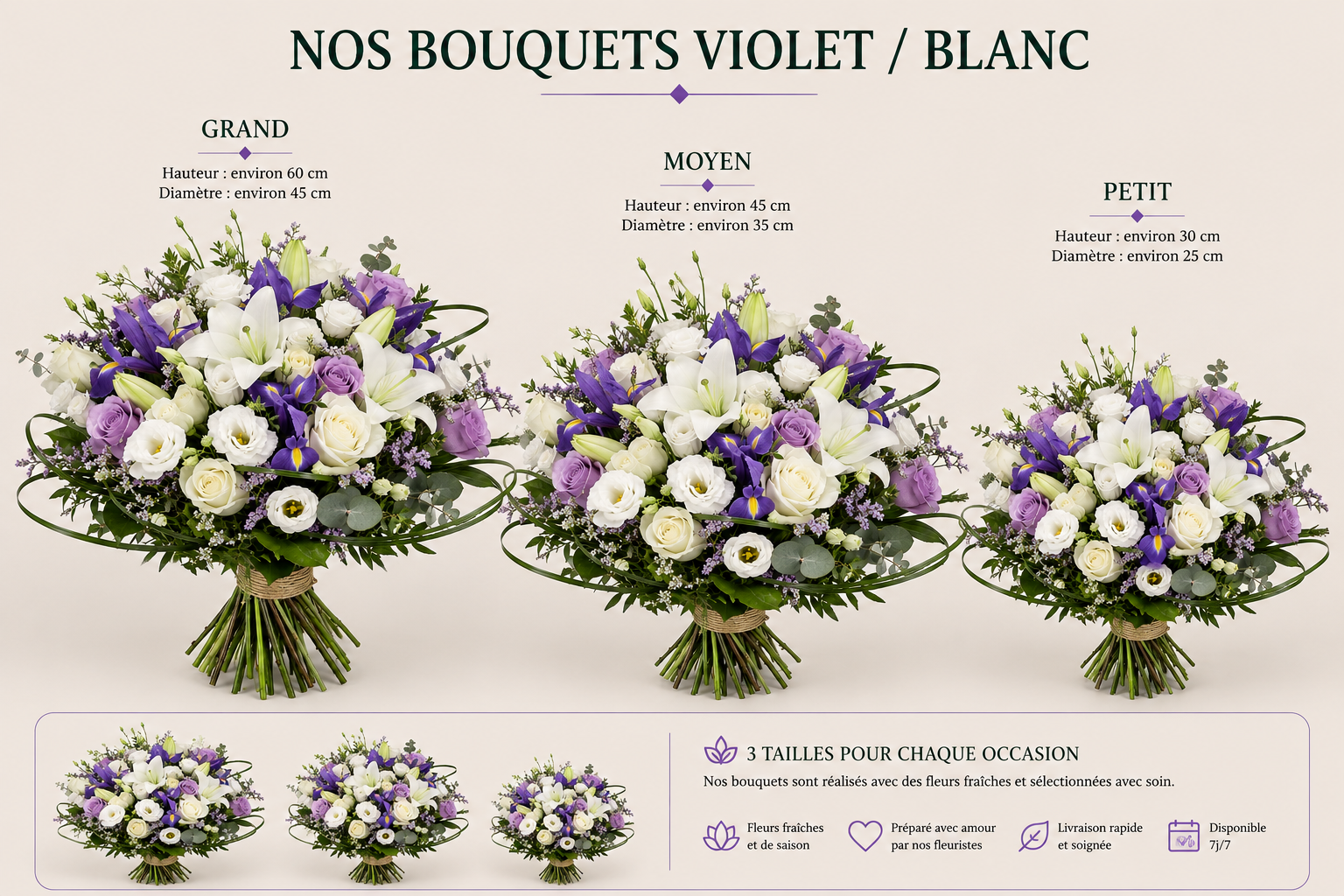 Bouquet de Deuil Blanc et Violet