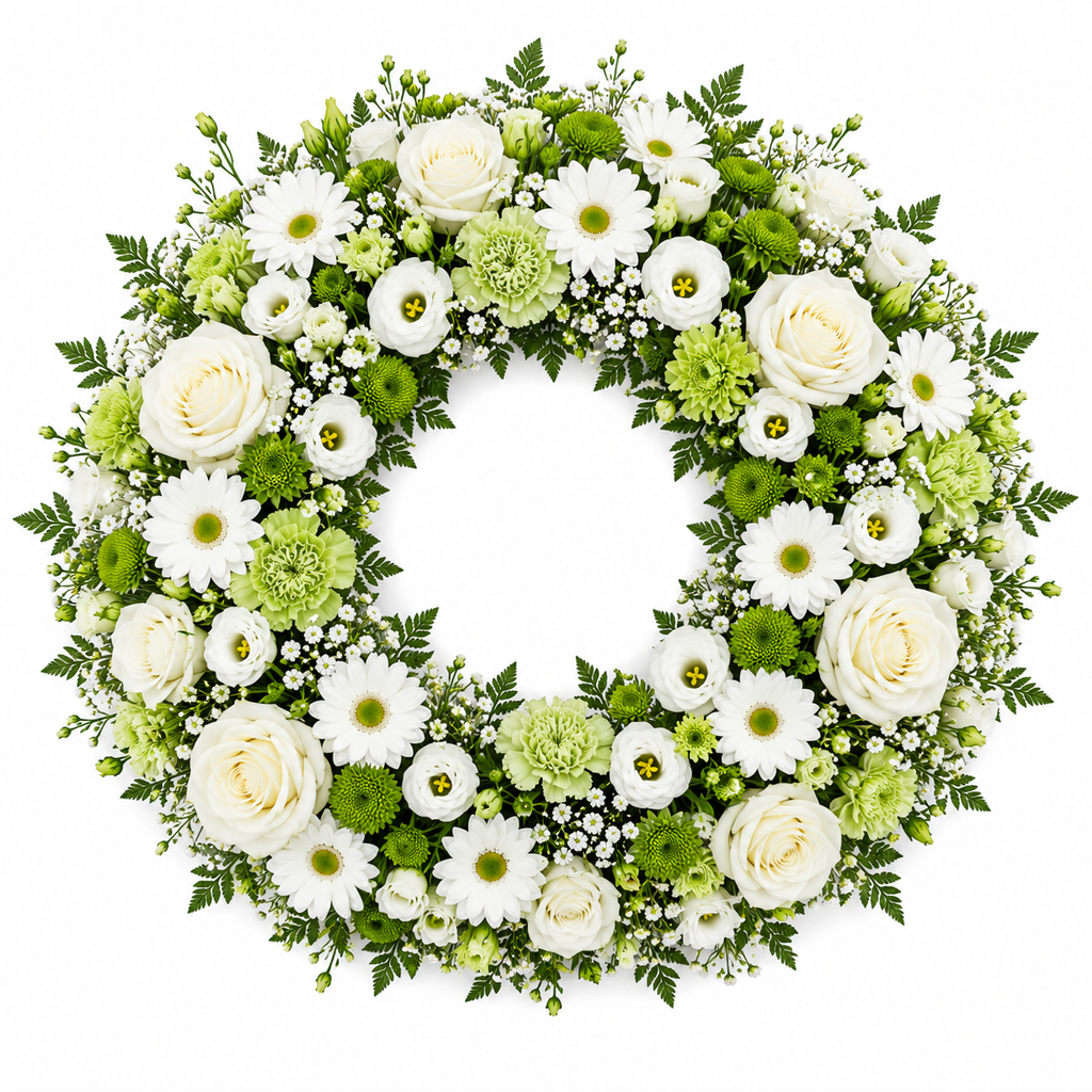 Couronne Funéraire Blanc et Vert