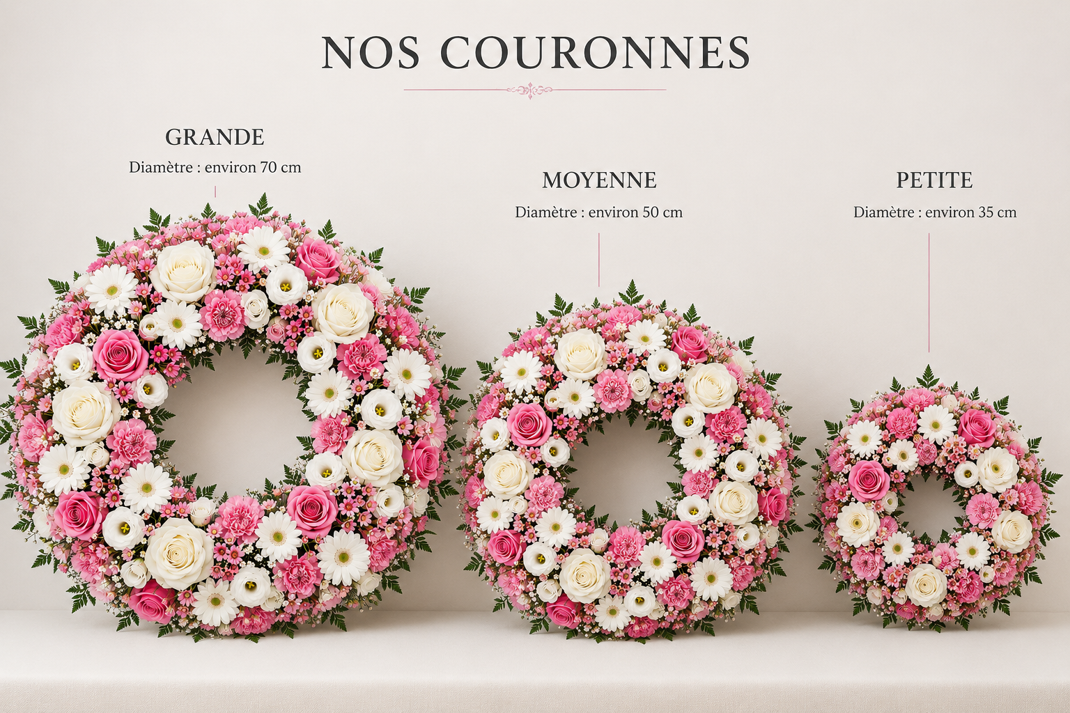 Couronne Funéraire Blanc et Rose
