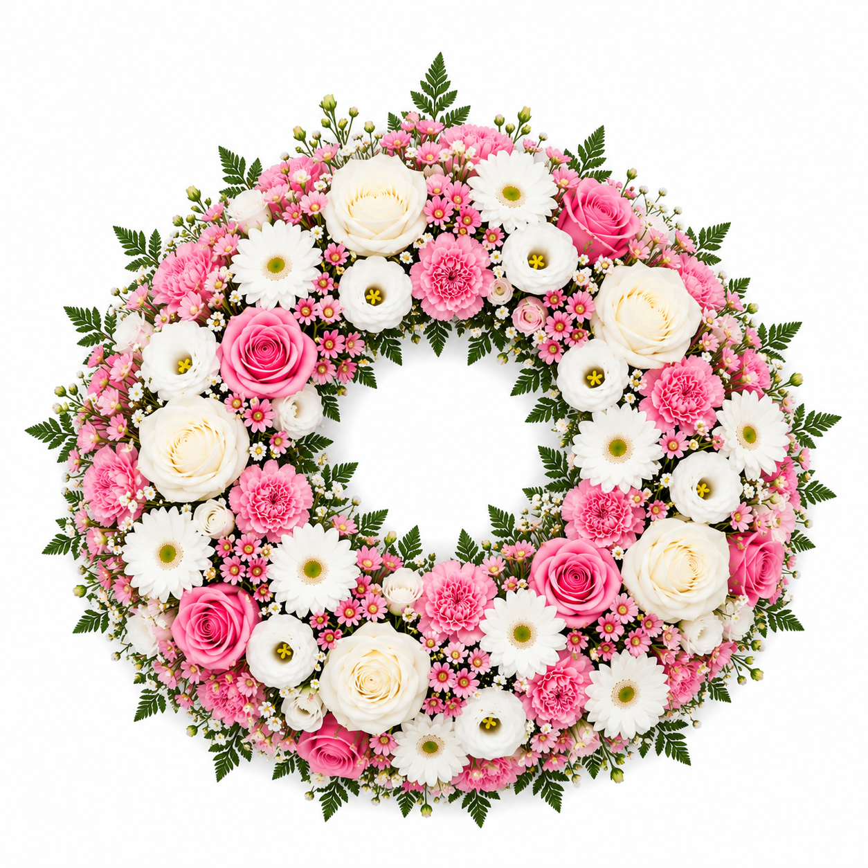 Couronne Funéraire Blanc et Rose