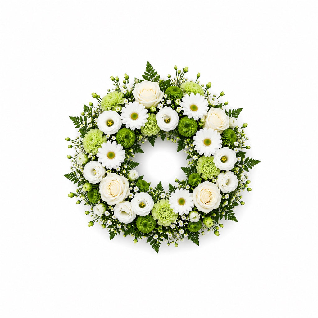 Couronne Funéraire Blanc et Vert