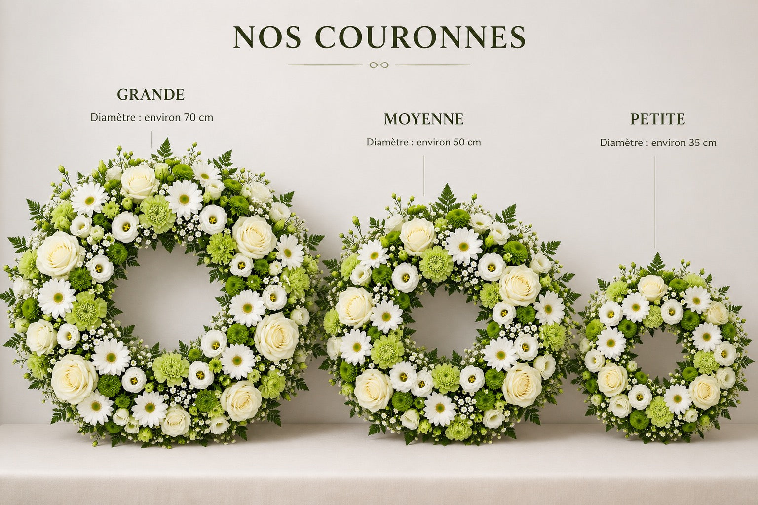 Couronne Funéraire Blanc et Vert
