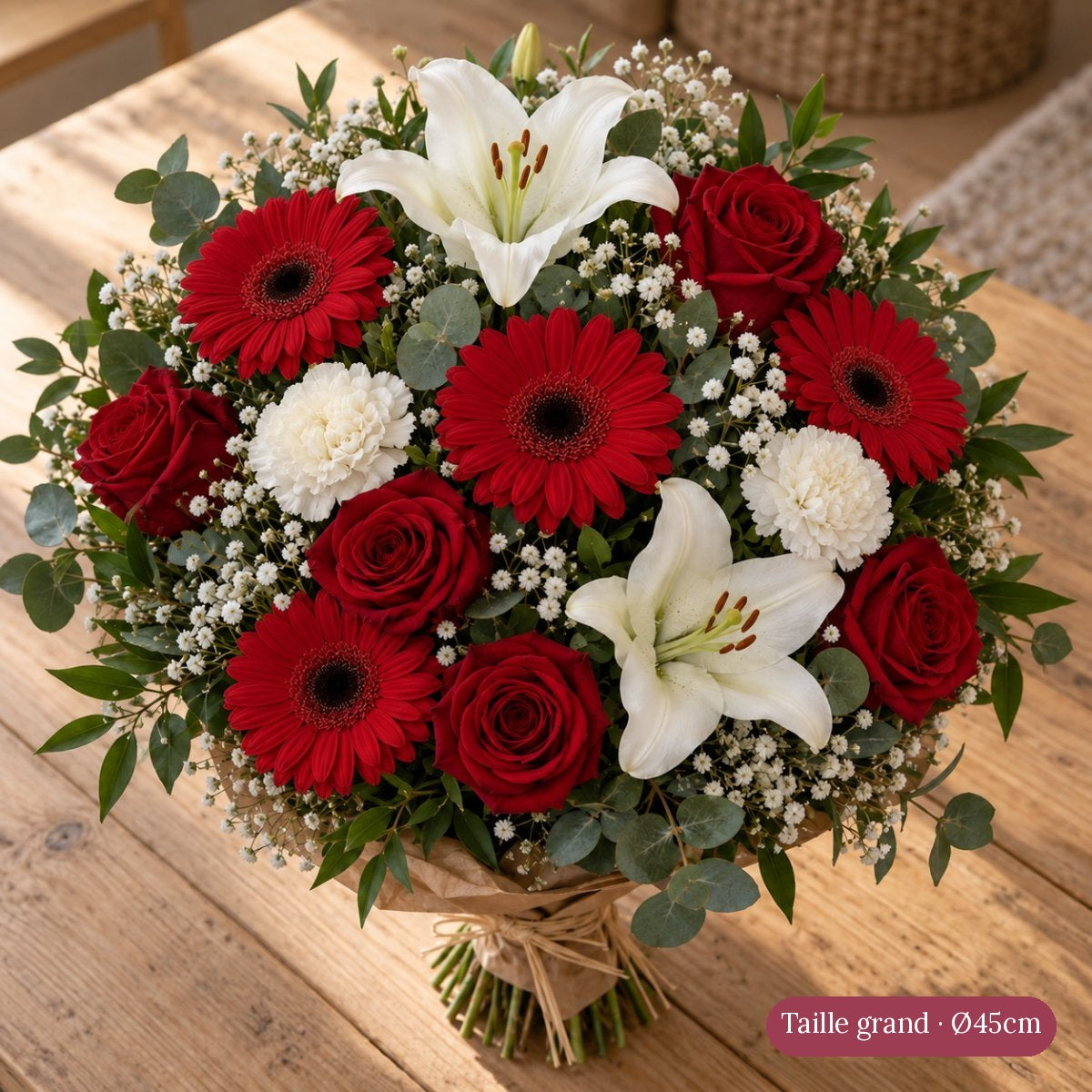 Bouquet de Deuil Blanc et Rouge