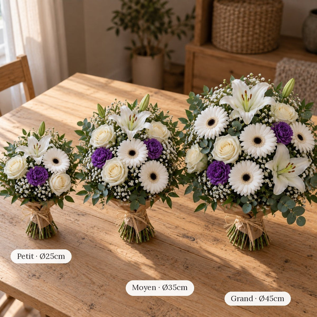 Bouquet de Deuil Blanc et Violet