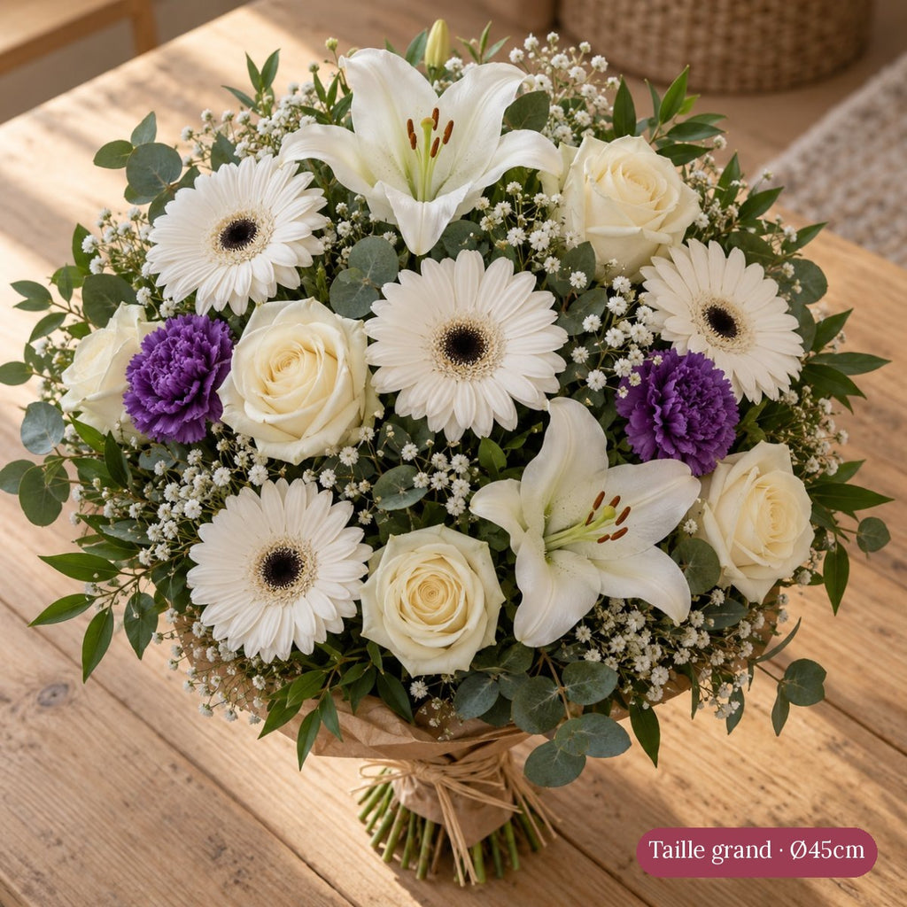 Bouquet de Deuil Blanc et Violet