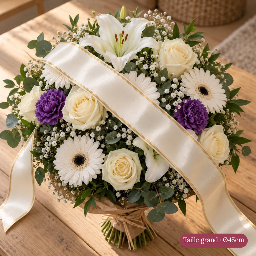 Bouquet de Deuil Blanc et Violet