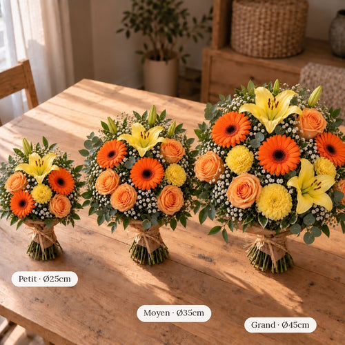 Bouquet de Deuil Jaune et Orange