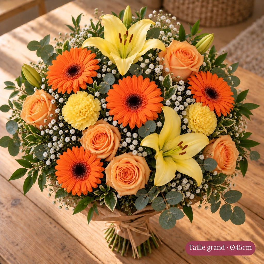 Bouquet de Deuil Jaune et Orange