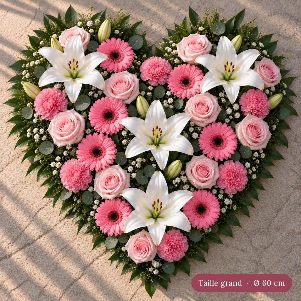Cœur de Fleurs Blanc et Rose
