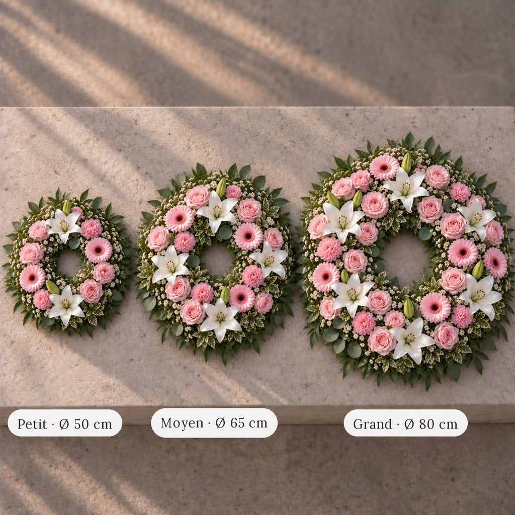 Couronne Funéraire Blanc et Rose