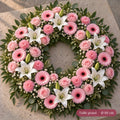 Couronne Funéraire Blanc et Rose