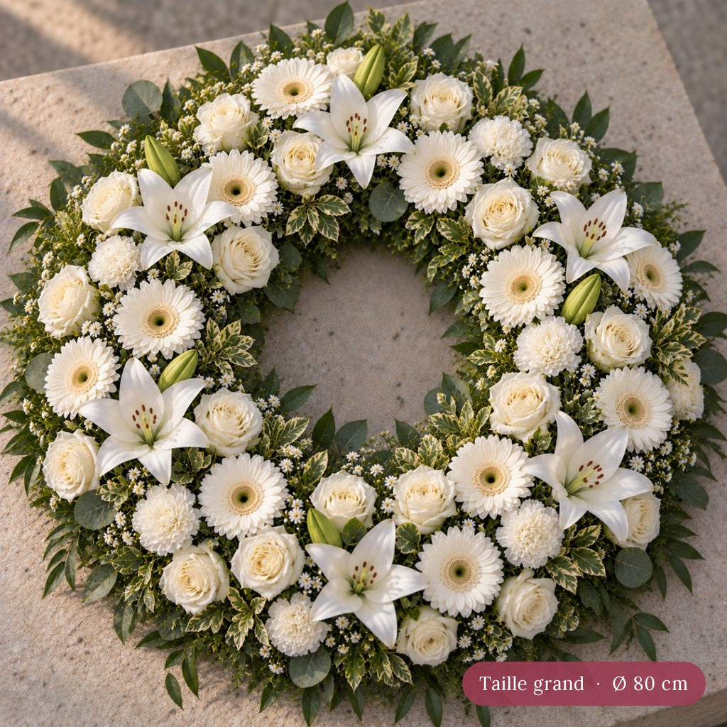 Couronne Funéraire Blanc et Vert