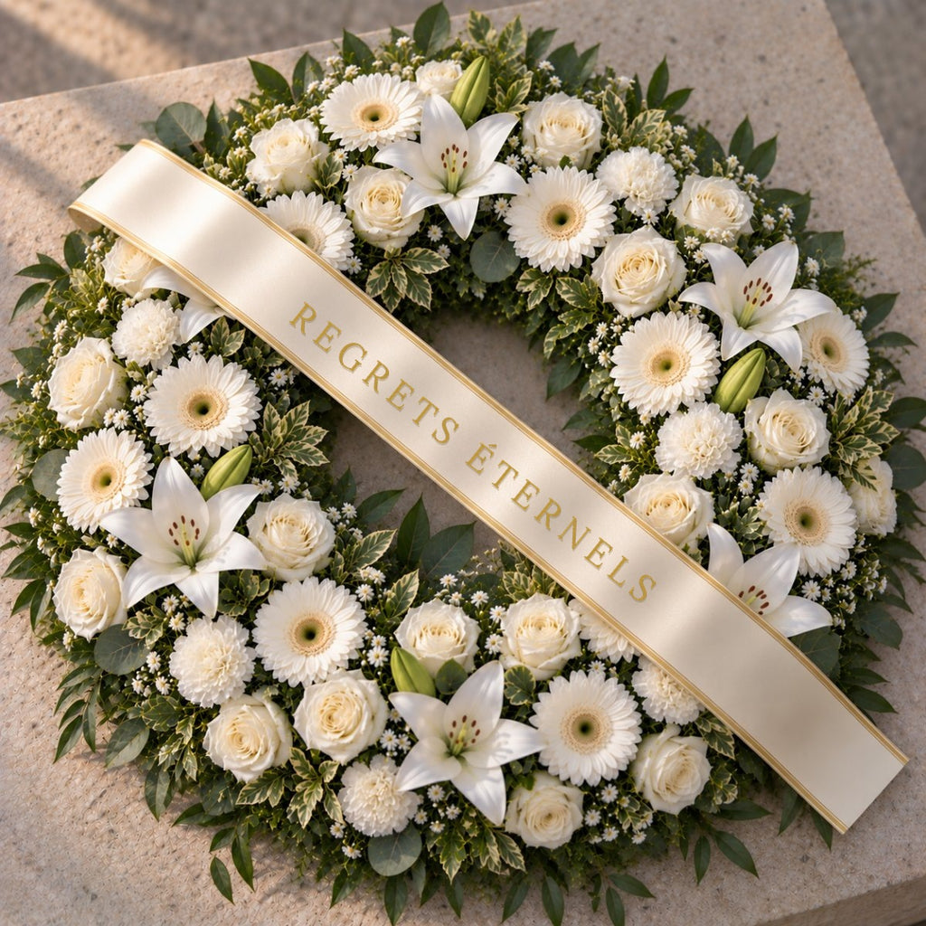 Couronne Funéraire Blanc et Vert