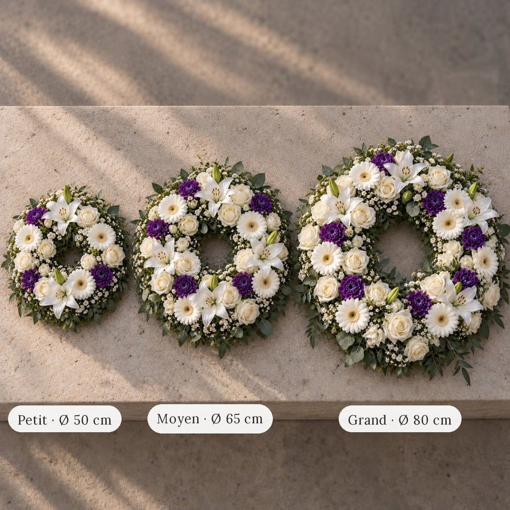 Couronne Funéraire Blanc et Violet