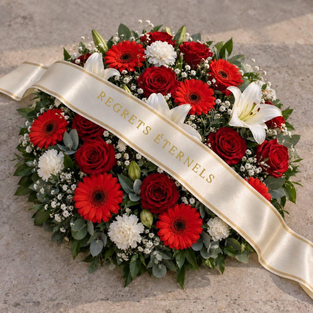 Coussin Funéraire Blanc et Rouge