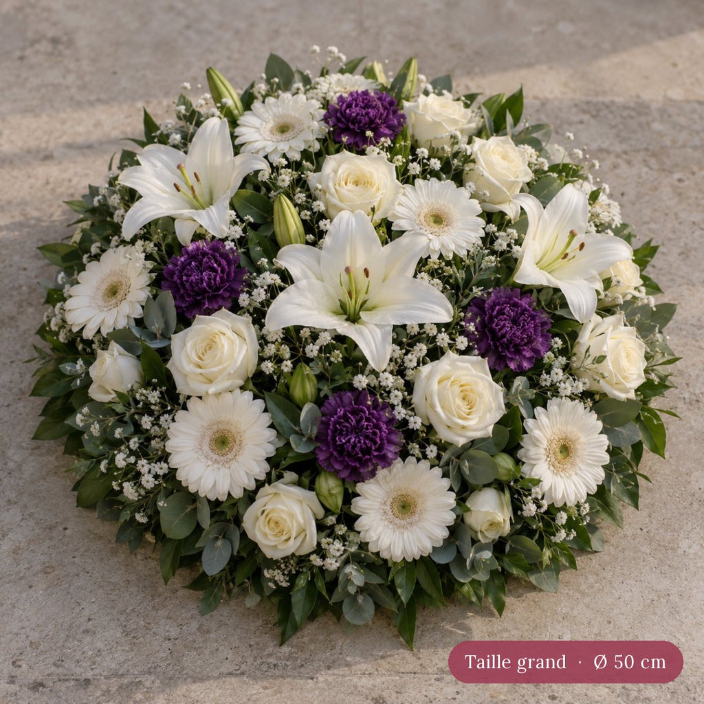 Coussin Funéraire Blanc et Violet