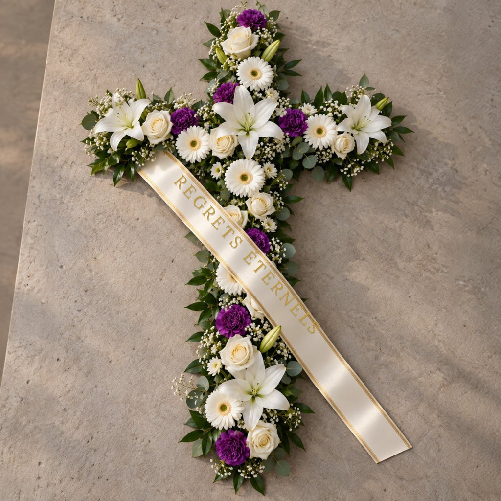 Croix de Deuil Blanc et Violet
