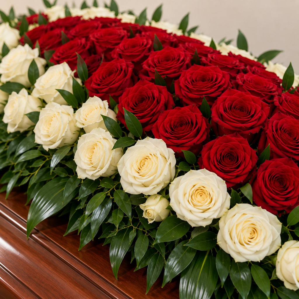 Serment, détail : roses rouges, roses blanches
