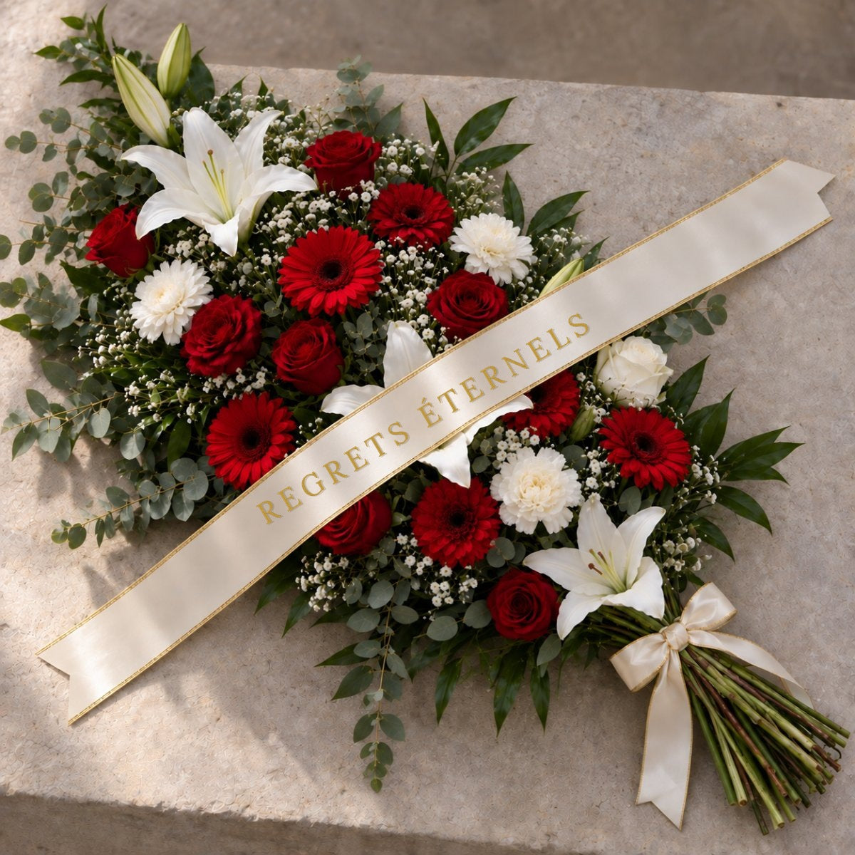 Gerbe de Fleurs Blanc et Rouge