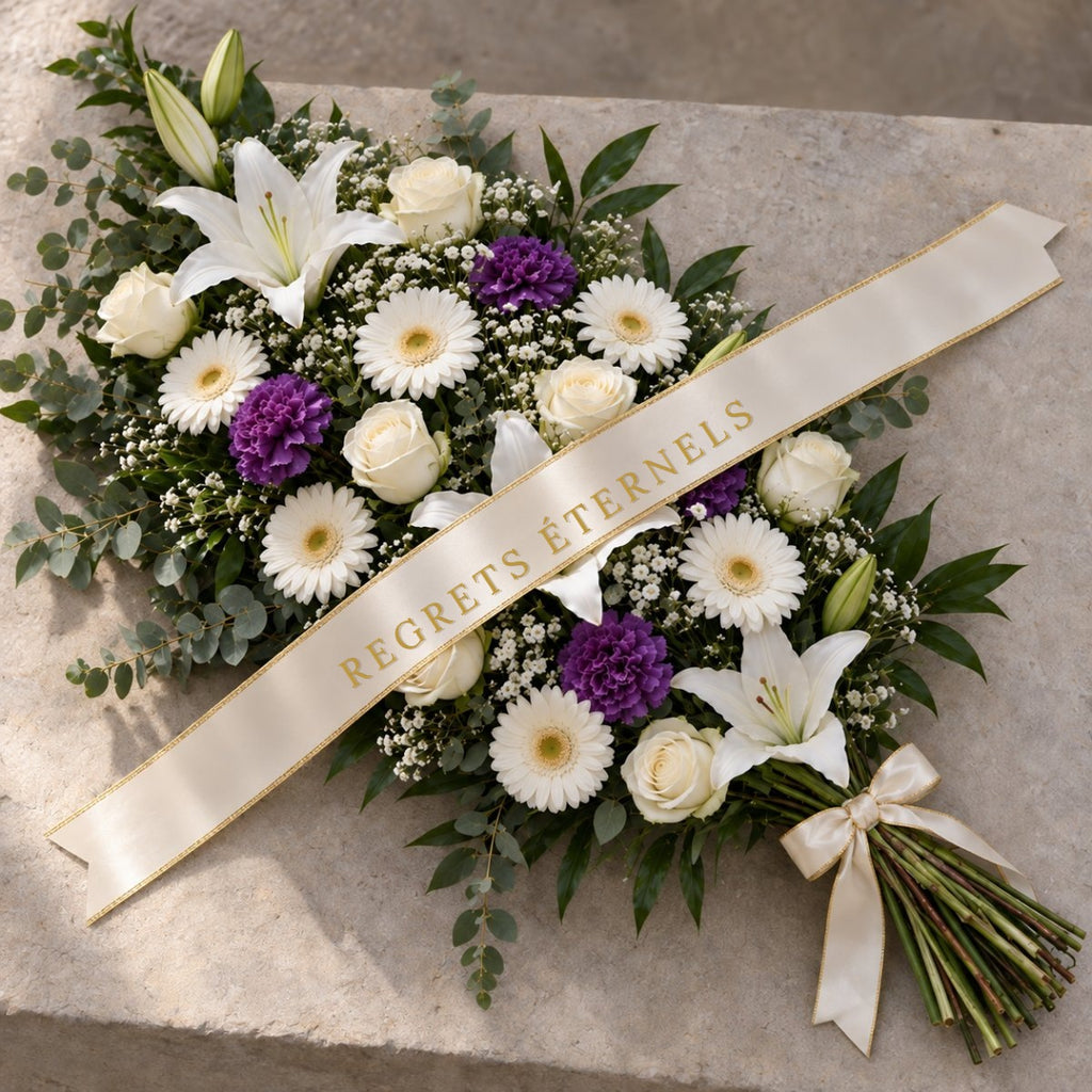 Gerbe de Fleurs Blanc et Violet