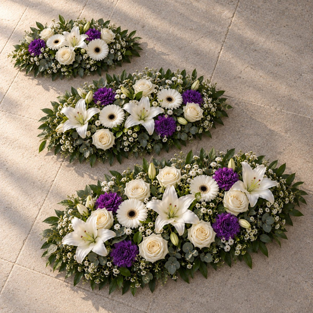 Raquette Funéraire Blanc et Violet