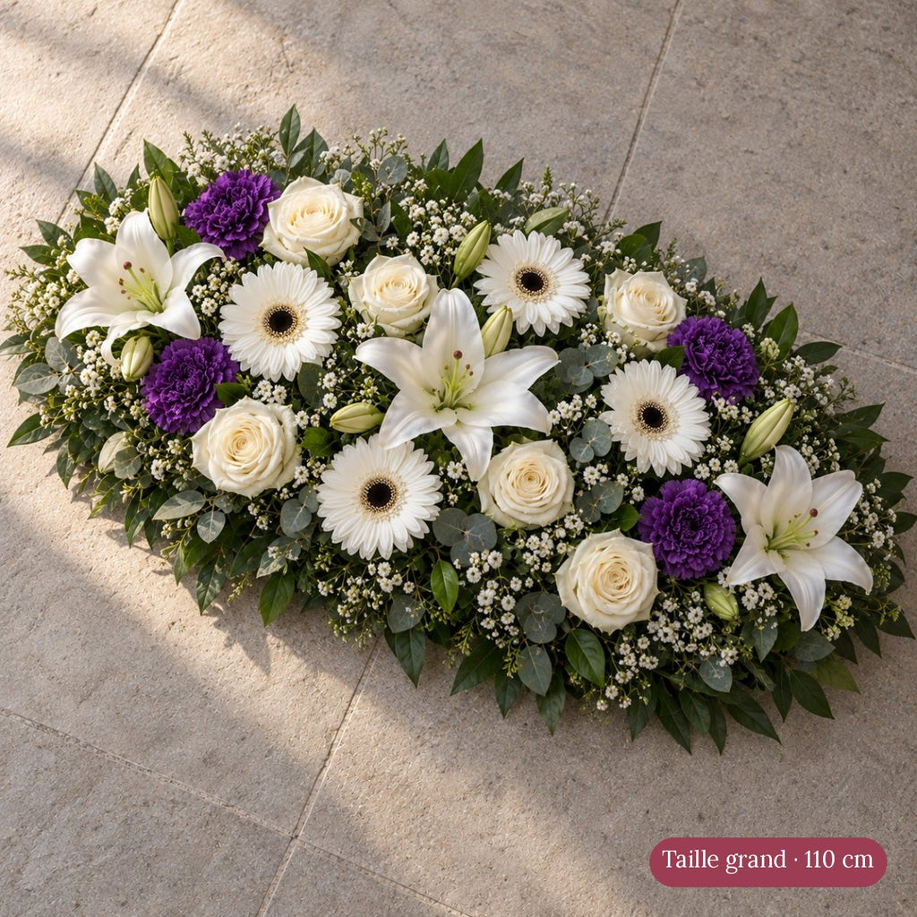 Raquette Funéraire Blanc et Violet