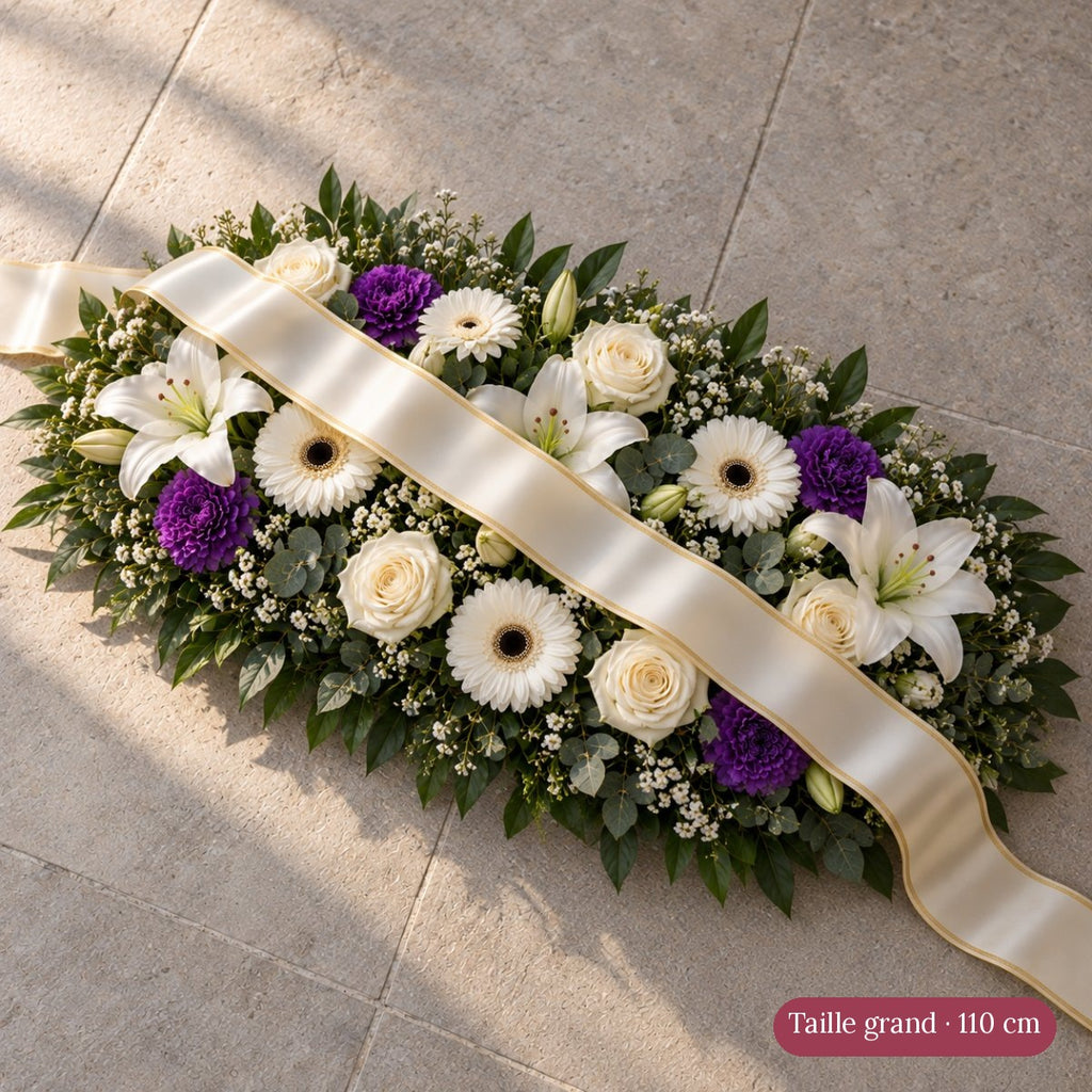Raquette Funéraire Blanc et Violet
